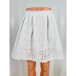 EXPRESS Women’s Eyelet Overlay Pleated Skirt Sz M